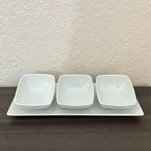 CB2 Bento Square White Mini Bowls and Platter
